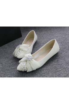 Handmade Lace Bow Wedding Shoes with Rhinestone