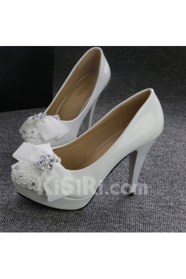 Handmade Lace Bow Wedding Shoes with Rhinestone