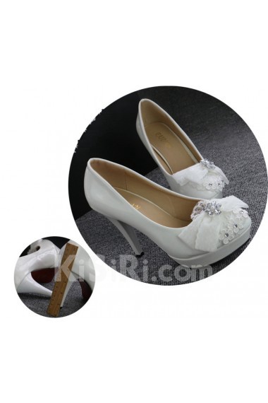 Handmade Lace Bow Wedding Shoes with Rhinestone