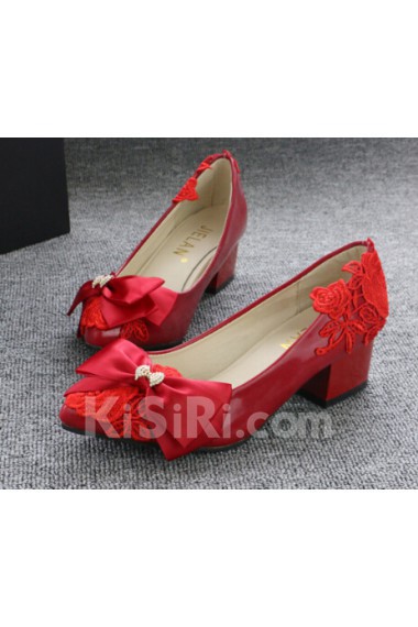 Handmade Bow Wedding Shoes with Beads