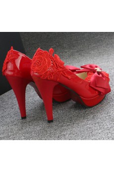 Handmade Bow Wedding Shoes with Beads