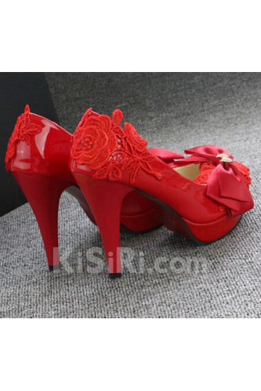 Handmade Bow Wedding Shoes with Beads