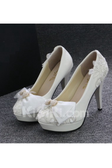 Handmade Bow Wedding Shoes with Beads