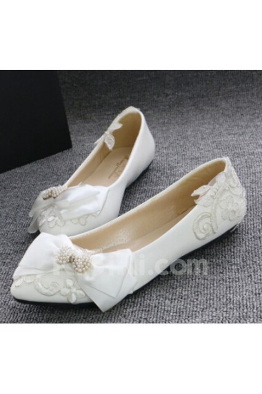 Handmade Bow Wedding Shoes with Beads