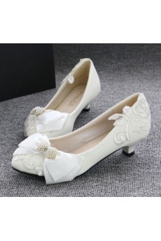 Handmade Bow Wedding Shoes with Beads