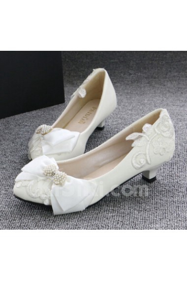 Handmade Bow Wedding Shoes with Beads