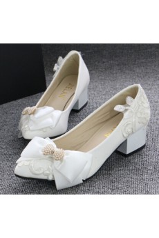 Handmade Bow Wedding Shoes with Beads