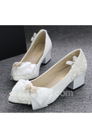 Handmade Bow Wedding Shoes with Beads