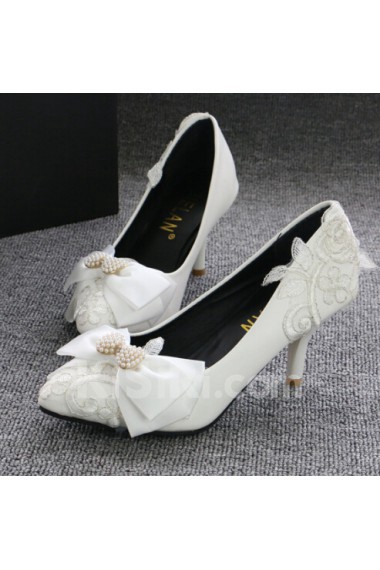 Handmade Bow Wedding Shoes with Beads