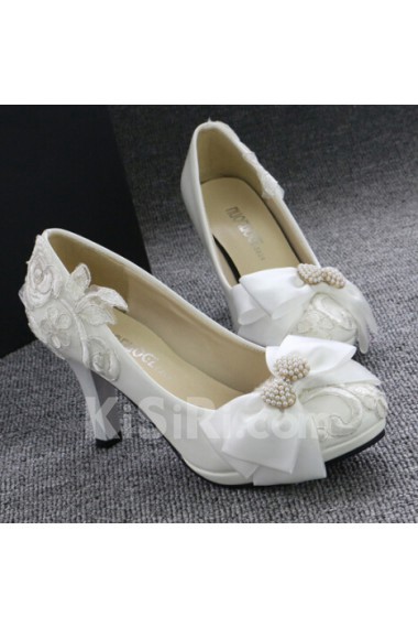 Handmade Bow Wedding Shoes with Beads