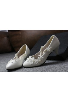 Handmade Lace Flowers Wedding Shoes with Imitation Pearls