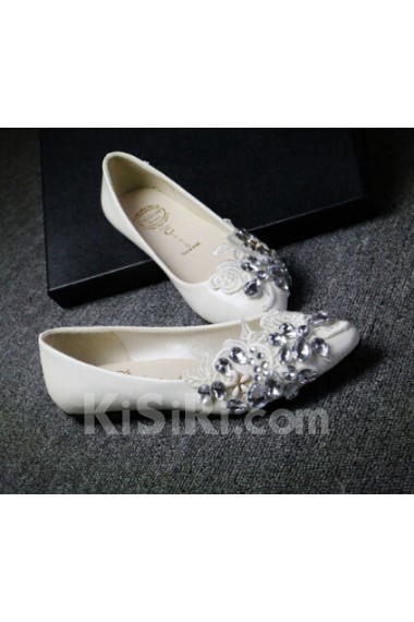 Handmade Lace Flowers Wedding Shoes with Rhinestone