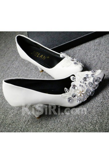 Handmade Lace Flowers Wedding Shoes with Rhinestone