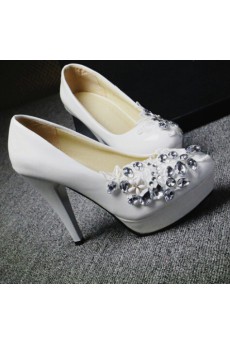 Handmade Lace Flowers Wedding Shoes with Rhinestone