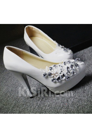 Handmade Lace Flowers Wedding Shoes with Rhinestone