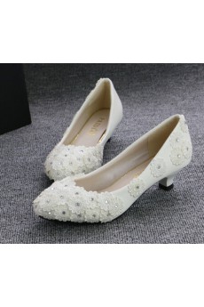 Handmade Lace Flowers Wedding Shoes with Rhinestone