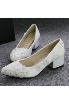 Handmade Lace Flowers Wedding Shoes with Rhinestone