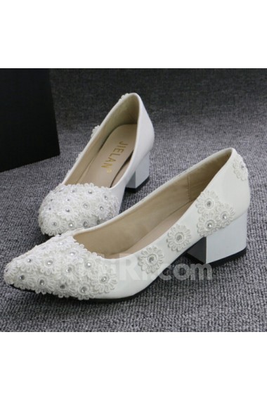 Handmade Lace Flowers Wedding Shoes with Rhinestone