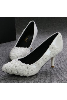 Handmade Lace Flowers Wedding Shoes with Rhinestone