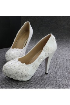 Handmade Lace Flowers Wedding Shoes with Rhinestone