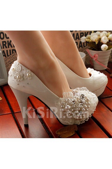 Handmade Sweetheart Wedding Shoes with Imitation Pearls and Rhinestone