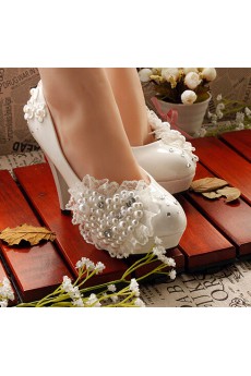 Handmade Sweetheart Wedding Shoes with Imitation Pearls and Rhinestone