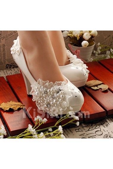 Handmade Sweetheart Wedding Shoes with Imitation Pearls and Rhinestone