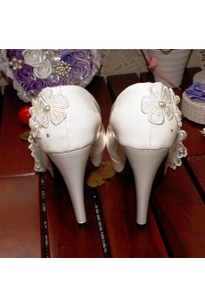 Handmade Sweetheart Wedding Shoes with Imitation Pearls and Rhinestone