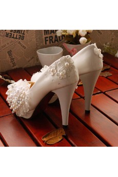 Handmade Sweetheart Wedding Shoes with Imitation Pearls and Rhinestone