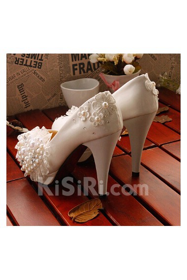 Handmade Sweetheart Wedding Shoes with Imitation Pearls and Rhinestone