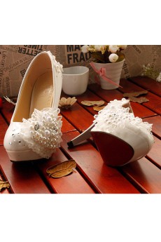 Handmade Sweetheart Wedding Shoes with Imitation Pearls and Rhinestone