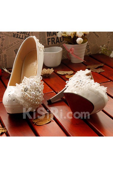 Handmade Sweetheart Wedding Shoes with Imitation Pearls and Rhinestone