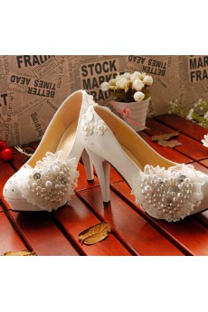 Handmade Sweetheart Wedding Shoes with Imitation Pearls and Rhinestone