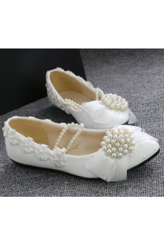 Handmade Flowers Wedding Shoes with Imitation Pearls and Rhinestone