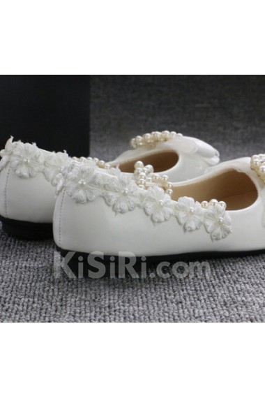 Handmade Flowers Wedding Shoes with Imitation Pearls and Rhinestone