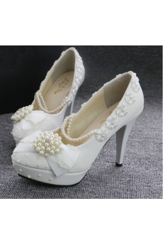 Handmade Flowers Wedding Shoes with Imitation Pearls and Rhinestone