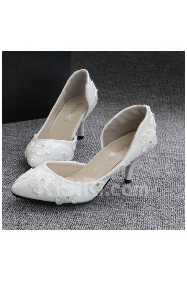 Handmade Flowers Wedding Shoes with Rhinestone