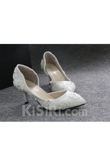 Handmade Flowers Wedding Shoes with Rhinestone