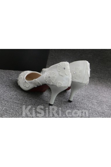 Handmade Flowers Wedding Shoes with Rhinestone