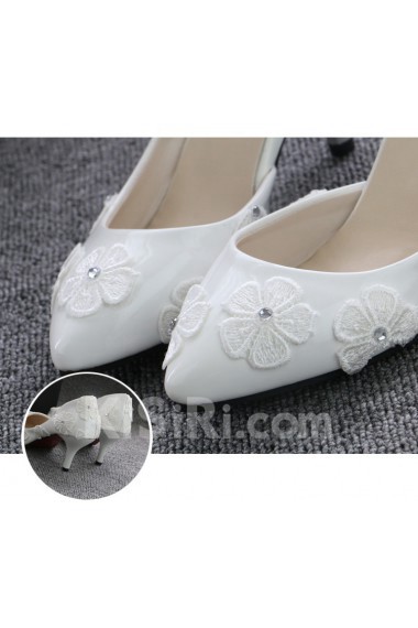 Handmade Flowers Wedding Shoes with Rhinestone