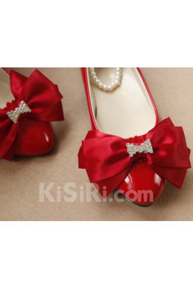 Handmade Lace Bow Wedding Shoes with Imitation Pearls and Rhinestone