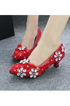 Handmade Lace Flowers Wedding Shoes with Rhinestone