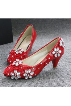 Handmade Lace Flowers Wedding Shoes with Rhinestone