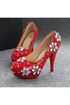 Handmade Lace Flowers Wedding Shoes with Rhinestone