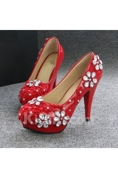 Handmade Lace Flowers Wedding Shoes with Rhinestone