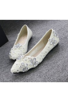 Handmade Lace Flowers Wedding Shoes with Rhinestone