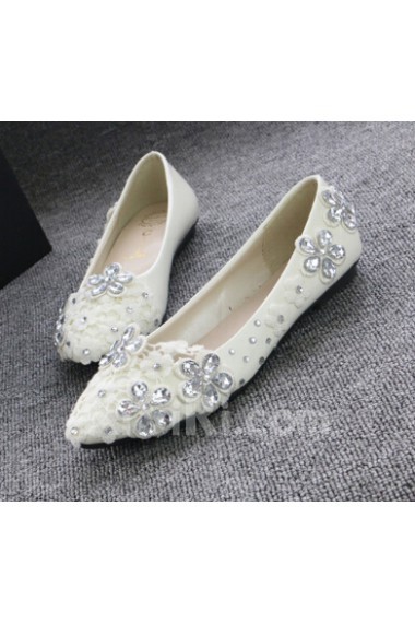 Handmade Lace Flowers Wedding Shoes with Rhinestone