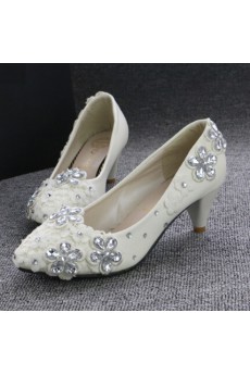 Handmade Lace Flowers Wedding Shoes with Rhinestone