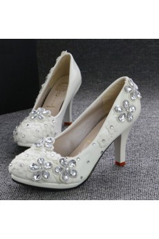 Handmade Lace Flowers Wedding Shoes with Rhinestone