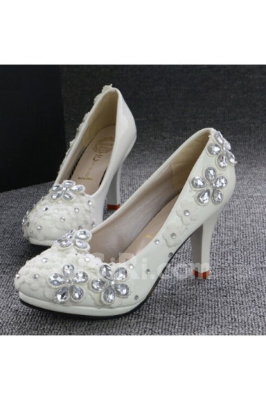 Handmade Lace Flowers Wedding Shoes with Rhinestone